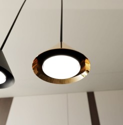 Elit Gold 1 pojedyncza lampa wisząca w kolorze złotym, klosze od spodu.jpg