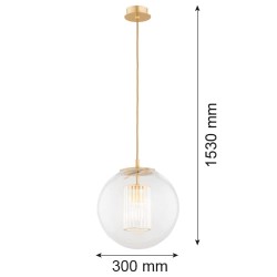 Hampton ojedyncza wiszaca szklan kula 30cm - jasny mosiądz wymiary.jpg