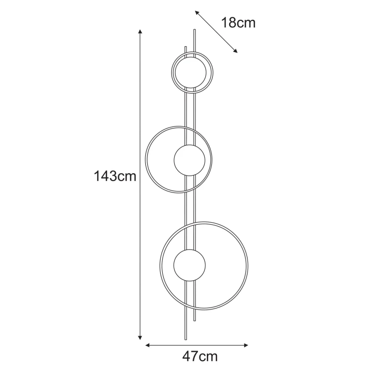 lampa ścienna, duży kikiet trzy klosze Corso 3, klosze bursztynowe wymiary.jpg