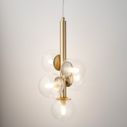 PERLA LUX 5 lampa wisząca w kolorze złotym, przezroczyste klosze.jpg