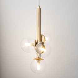 PERLA LUX 4 lampa wisząca w kolorze złotym, przezroczyste klosze.jpg