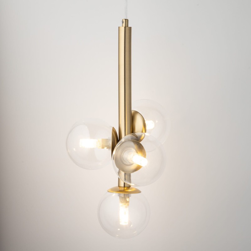 PERLA LUX 4 lampa wisząca w kolorze złotym, przezroczyste klosze.jpg