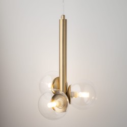 PERLA LUX 3 lampa wisząca w kolorze złotym, lampa do sypialni, trzy przezroczyste klosze.jpg