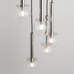 Daisy 5 lampa wisząca  srebrna do jdalni, klosze przezroczyste kule.jpg