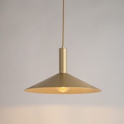 Capri 50 złota lampa wisząca do sypialni, złoty stożek klosz.jpg