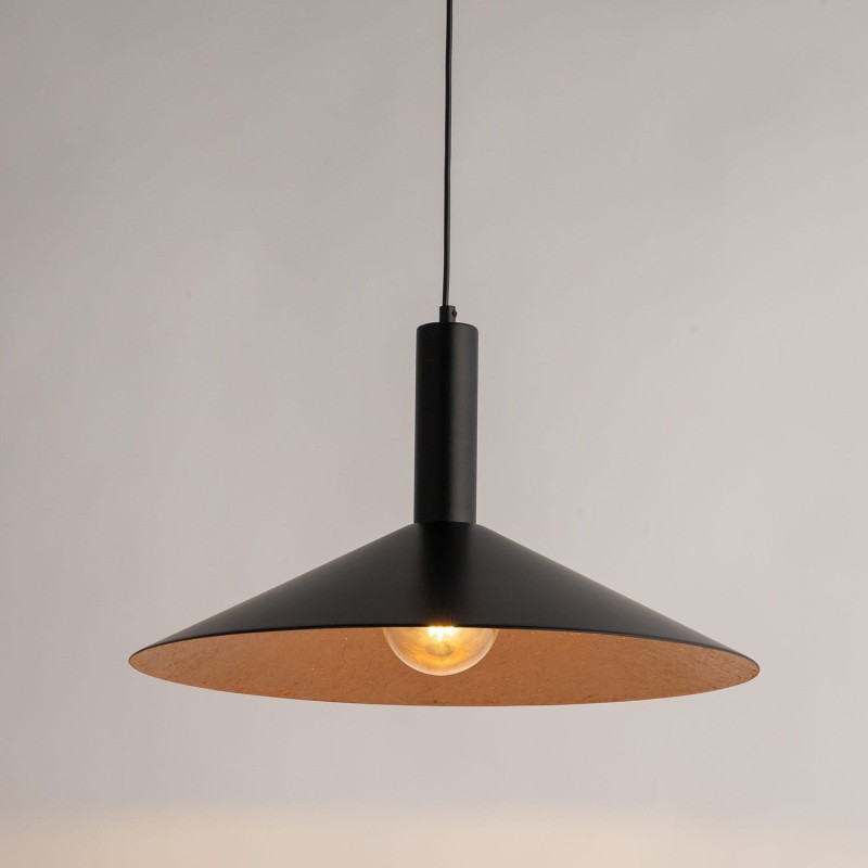 Capri 50 czarno miedziana lampa wisząca do jadalni stożek klosz.jpg