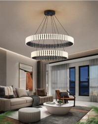 Obsidian Podwójna 80cm - lama wisząca dwa pierścienie LED ring do salonu aranżacja.jpg