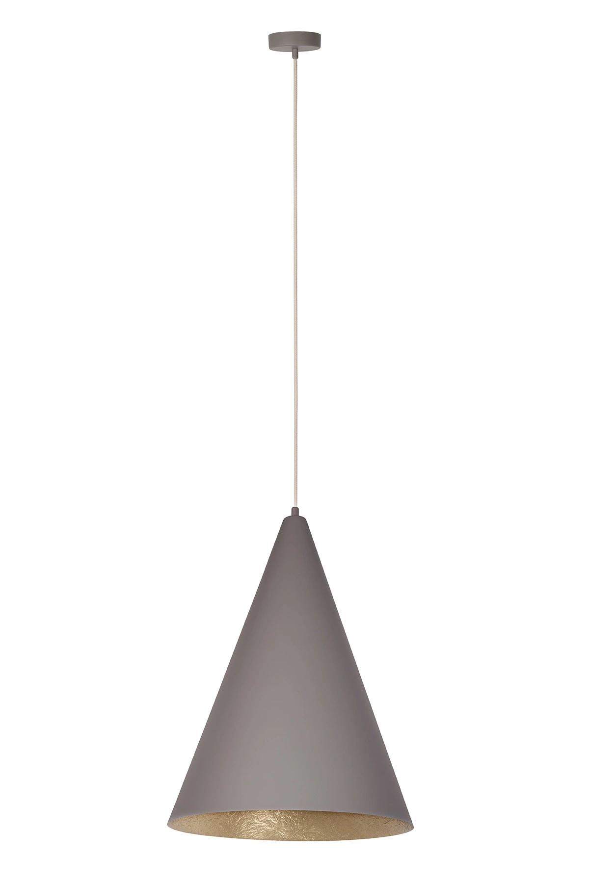 Vesuvio-taupe-złoty-lampa-wisząca-stożek-średnica-35cm.webp
