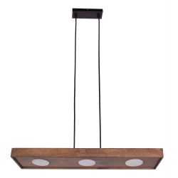 Soul 3 zwis lampa wiszaca drewniana, kolor orzech, trzy punkty świetlne