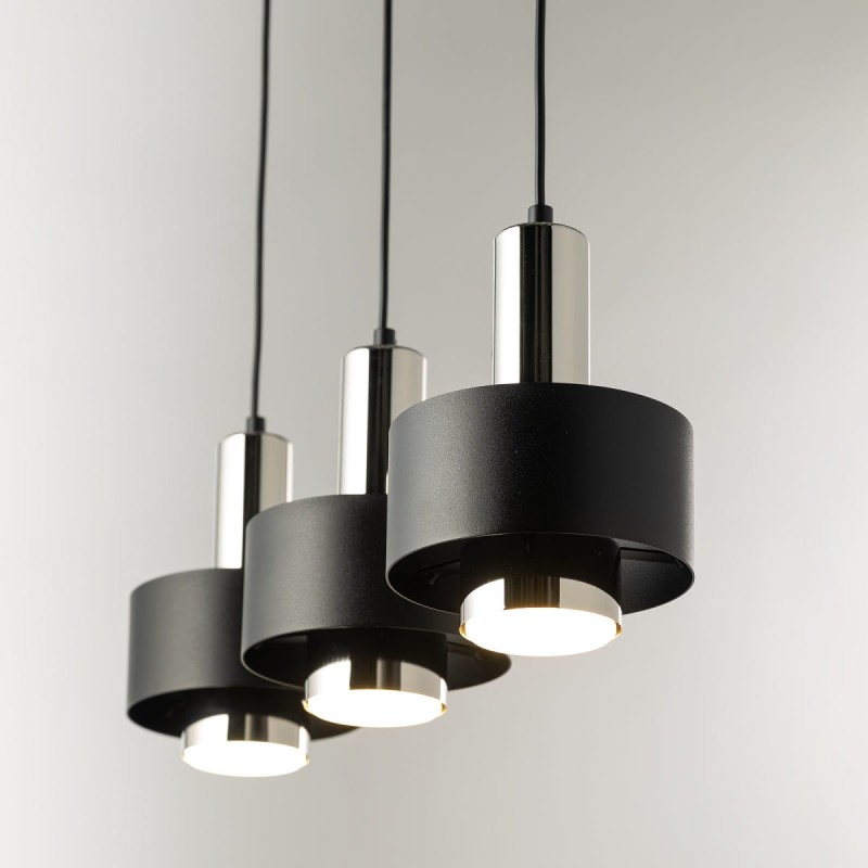 RIF LUX 3 czarny srebrny - lampa wisząca podłuzna, trzy klosze szczegóły.jpg