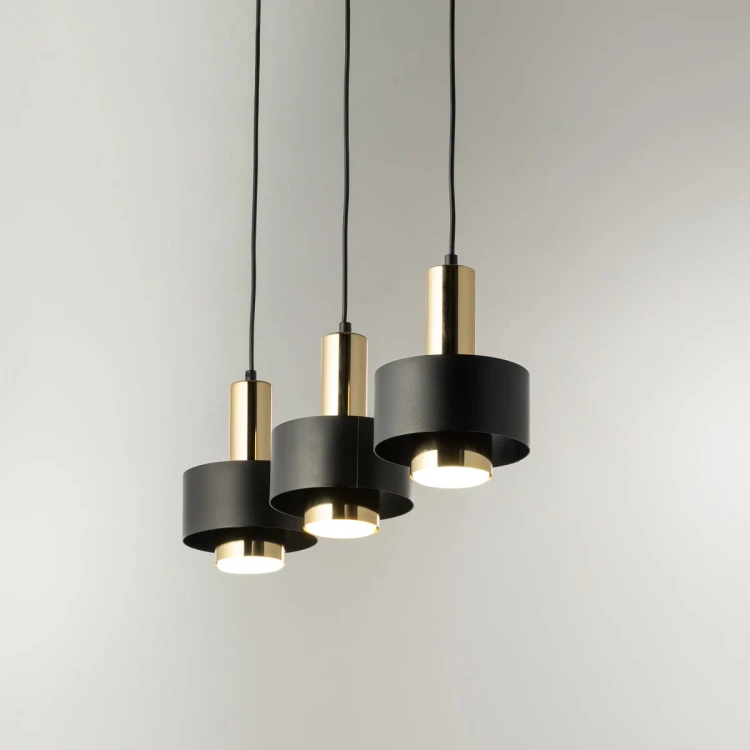 Rif Lux 3 czarny złoty lampa wisząca podłużna nad stolik kawowy, klosze.jpg