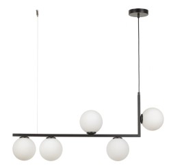 Andy 5 czarny- lampa wisząca liniowa z mlecznymi kloszami nad stół.jpg
