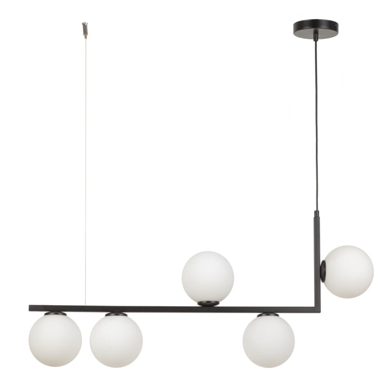 Andy 5 czarny- lampa wisząca liniowa z mlecznymi kloszami nad stół.jpg