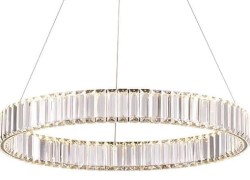 Kikim Crystal mosiądz 40 kryształowy żyrandol, pierścień LED 40cm