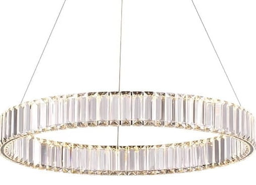 Kikim Crystal mosiądz 40 kryształowy żyrandol, pierścień LED 40cm