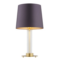 Hampton złota lampka stołowa-nocna w stylu glamour, abażur filoetowo śliwkowy.jpg