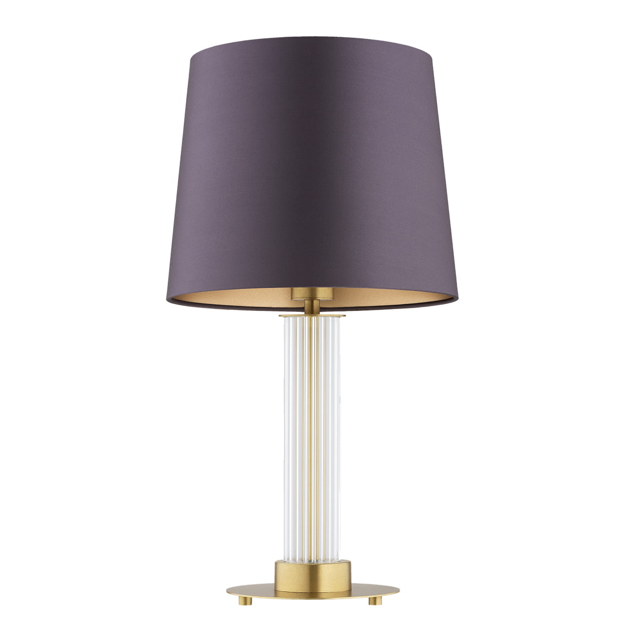 Hampton złota lampka stołowa-nocna w stylu glamour, abażur filoetowo śliwkowy (2).jpg