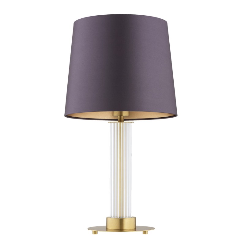 Hampton złota lampka stołowa-nocna w stylu glamour, abażur filoetowo śliwkowy (2).jpg