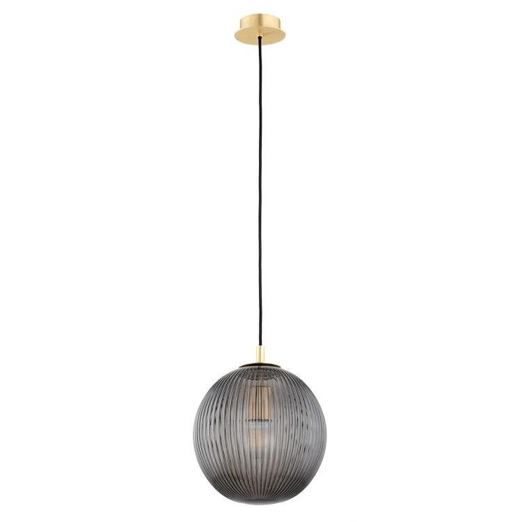 Lampa wisząca pojedyncza złota, klosz ryflowan dymione, średnica 25, do sypialnii, sypialni, blatu w kuchni Paloma 25  Dymiona.jpg