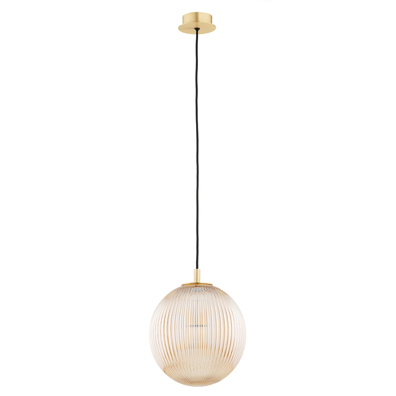 Lampa wisząca pojedyncza złota, klosz ryflowany miodowy, średnica 25, do jadalni, nad blat w kuchni Paloma 25  Miodowy (2).jpg