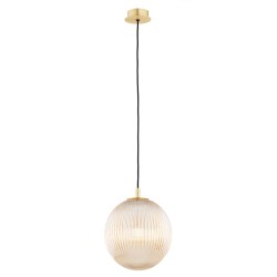 Lampa wisząca pojedyncza złota, klosz ryflowany miodowy, średnica 25, do jadalni, nad blat w kuchni Paloma 25  Miodowy.jpg
