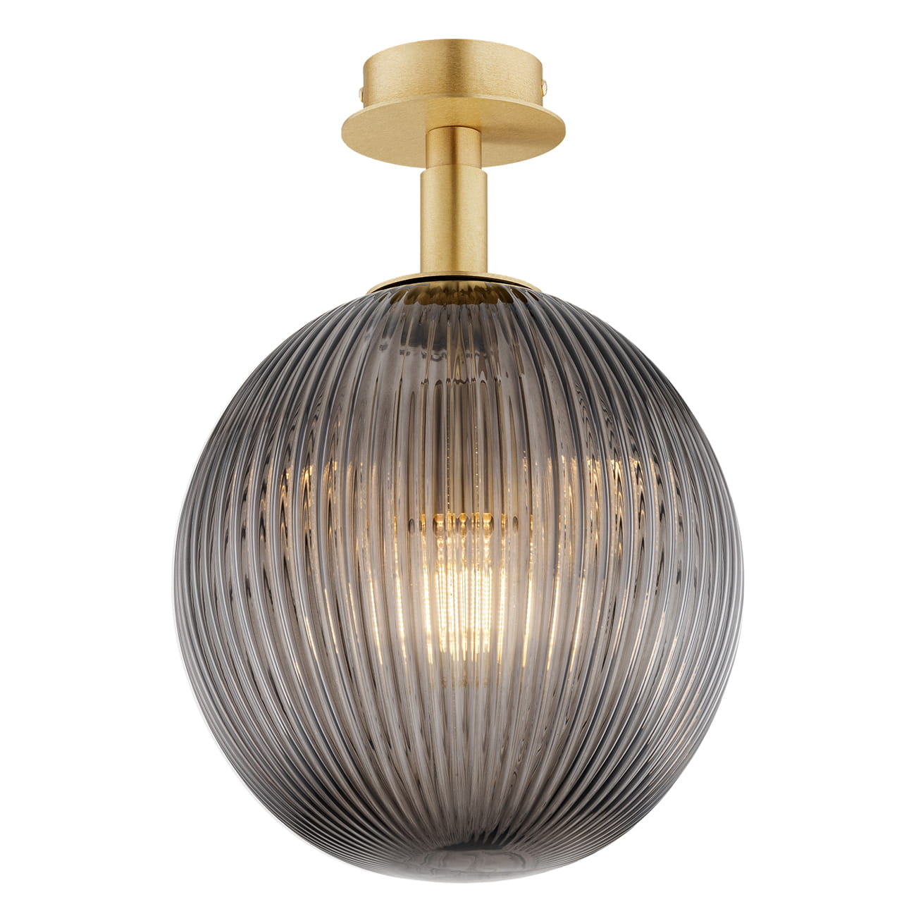 Lampa sufitowa i kinkiet w stylu Art Deco – złoty mosiądz, klosz dymiony ryflowany 25 cm Paloma 8511.jpg