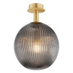 Lampa sufitowa i kinkiet w stylu Art Deco – złoty mosiądz, klosz dymiony ryflowany 25 cm Paloma 8511.jpg