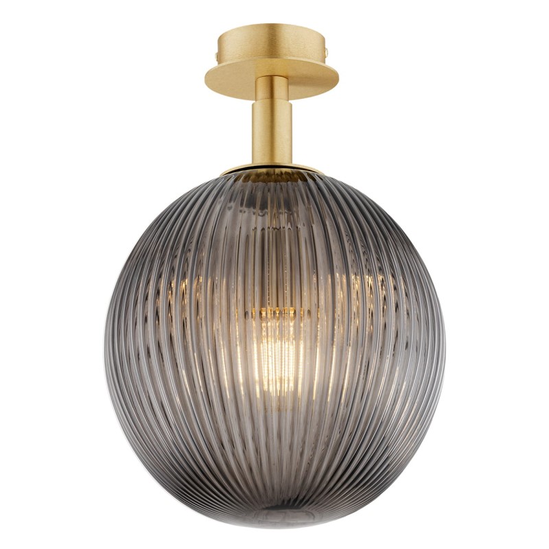 Lampa sufitowa i kinkiet w stylu Art Deco – złoty mosiądz, klosz dymiony ryflowany 25 cm Paloma 8511.jpg