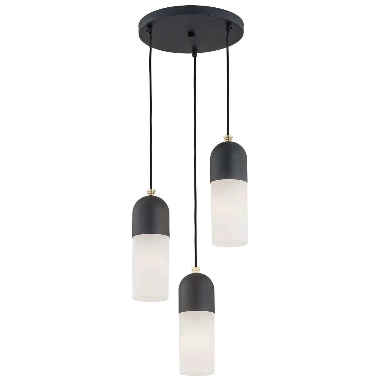 Lampa wisząca nad okrągły stół w salonie Burgos czarna klosze opal podłużne.jpg