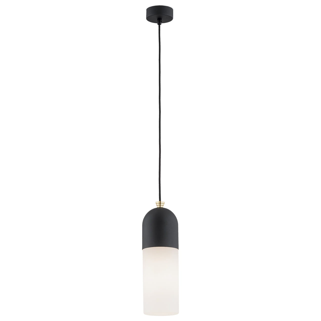 Pojedyncza lamp wisząca - Burgos Czarna, mleczne szkło.jpg