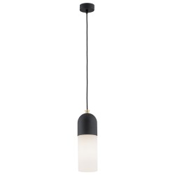 Pojedyncza lamp wisząca - Burgos Czarna, mleczne szkło.jpg