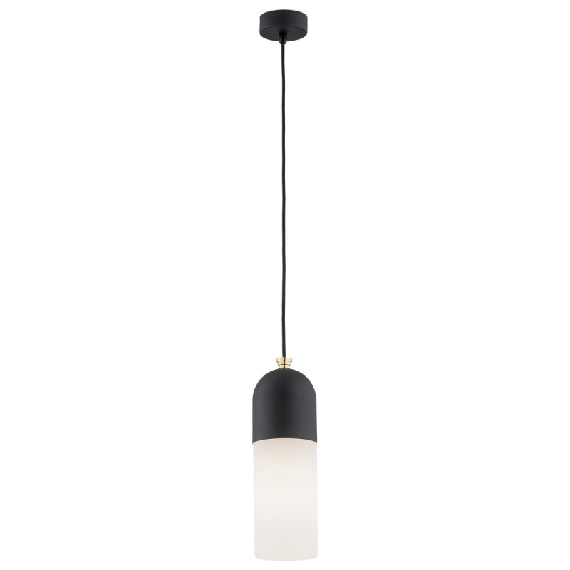 Pojedyncza lamp wisząca - Burgos Czarna, mleczne szkło.jpg