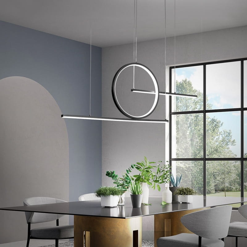 Nowoczesna lampa wisząca LED – Lidea czarna, z regulacją barwy światła, delikatne, nastrojowe oświetlenie stołu w jadalni i kuchni arnżacja (2).jpg