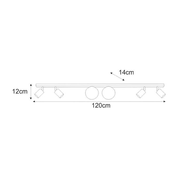 Sufitowa lampa, listwa Andi 120 beżowa, sześc kloszy wymiary.jpg