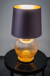 lampka nocna w stylu art deco Hamilton, szkło ryflowane miodowe. abażur fioletowo śliwkowy (2).jpg