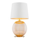 Duża lampa stołowa Hamilton, miodowa kula, kremowy abażur.jpg