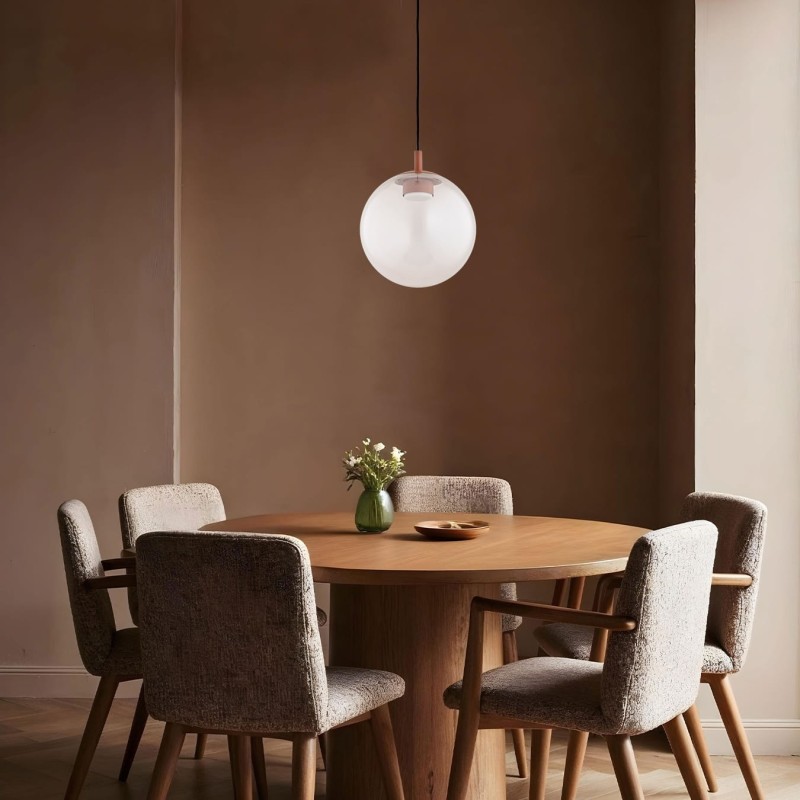 Lampa wisząca Sacramento, szklana kula 30cm, idealne oświetlenie okrągłego stolika kawowego.jpg