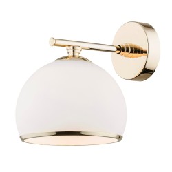 Kinkiet do salonu -Marbella Gold, szklany biały mleczny klosz-czasza.jpg