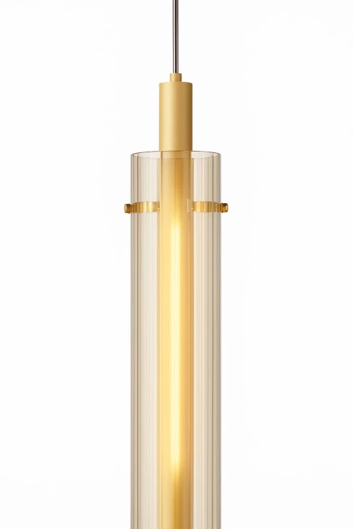 Ariana Złota - lampa wisząca pojedyncza LED, szklan tuba,srodek w kolorze złota.jpg