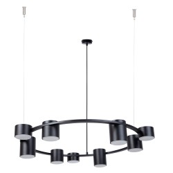 Kodo 9 –  czarna lampa wisząca z czarnymii reflektorami, nowoczesny żyrandol do kuchni, jadalni i pokoju o średnicy 72cm.jpg