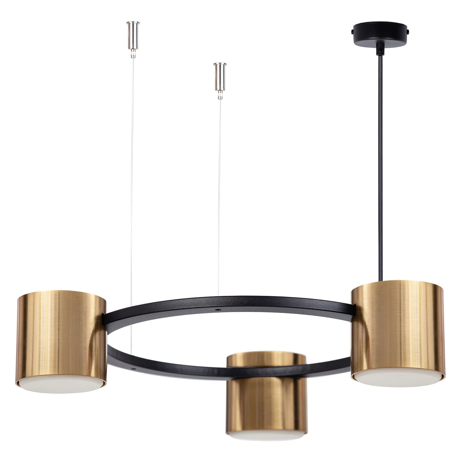 Lampa wisząca pierścień do małej kuchn- Kodo Sigma 3 czarno-złota -reflektory LED kolor złoty.jpg