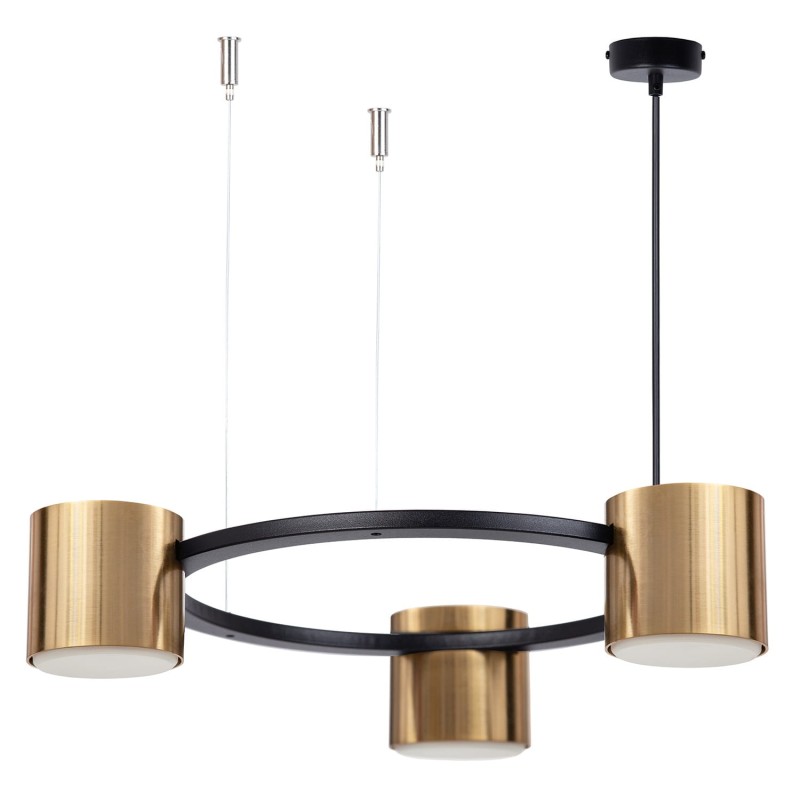 Lampa wisząca pierścień do małej kuchn- Kodo Sigma 3 czarno-złota -reflektory LED kolor złoty.jpg