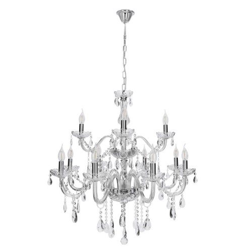 Żyrandol Cristallo 12 Chrom – srebrny, wielopoziomowy żyrandol z kryształkami,12 źródłami światła,  do wnętrz klasycznych, pałacowych.jpg
