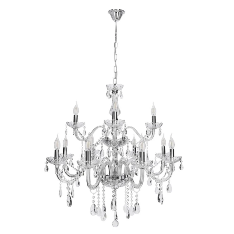 Żyrandol Cristallo 12 Chrom – srebrny, wielopoziomowy żyrandol z kryształkami,12 źródłami światła,  do wnętrz klasycznych, pałacowych.jpg