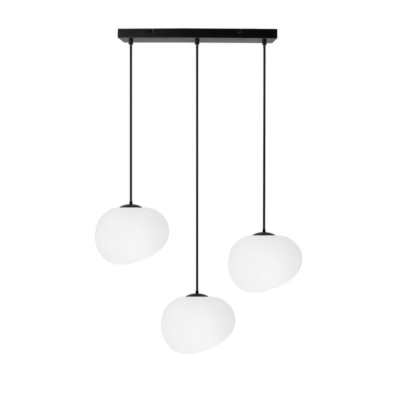 Lampa wiszaca Stones Liniowa, trzy klosze 20cm w kształcie otoczaków, nad stól w kuchni i jadalni, salonie.jpg