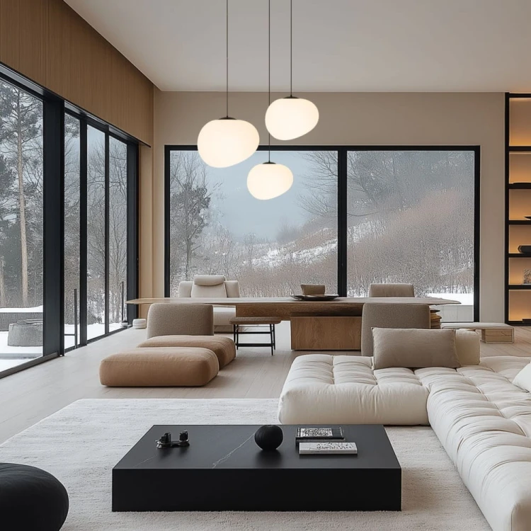 lampy wiszące stones- aranżacja z kilku lamp o różnych średnicach oświetlenie salonu.jpg