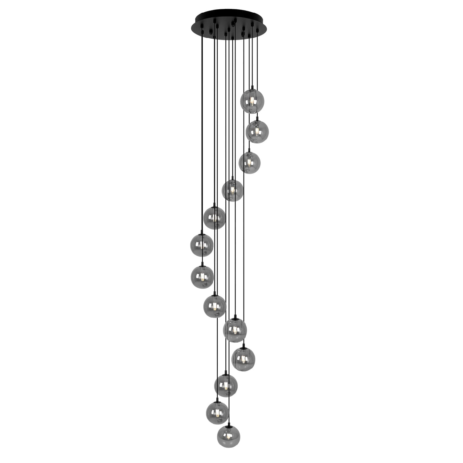 Wysoka lampa wisząca spiralna Dori 13  grafit – nowoczesne oświetlenie do wysokich wnętrz aranżacja.jpg