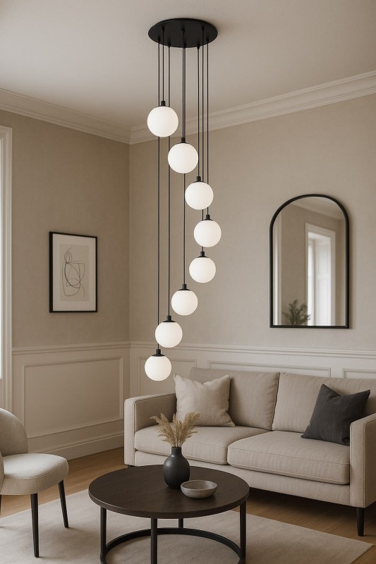 Lampa wiszaca spiralna - Aspen 8, mleczne klosze, do nowoczesnych wnętrz, aranżacja.jpg