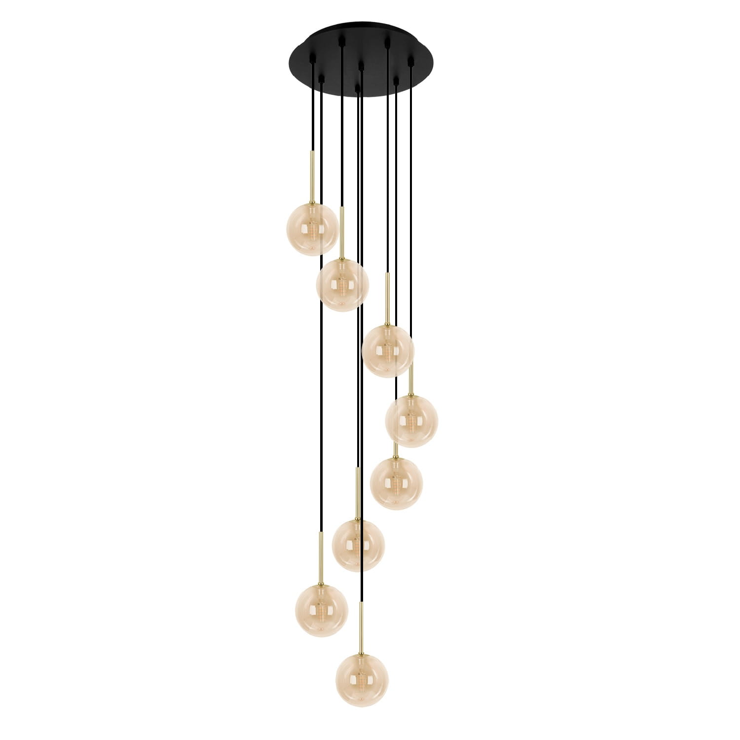 Lampa wiszaca spiralna - Galaxy 8, bursztynowe klosze, do nowoczesnych wnętrz.jpg
