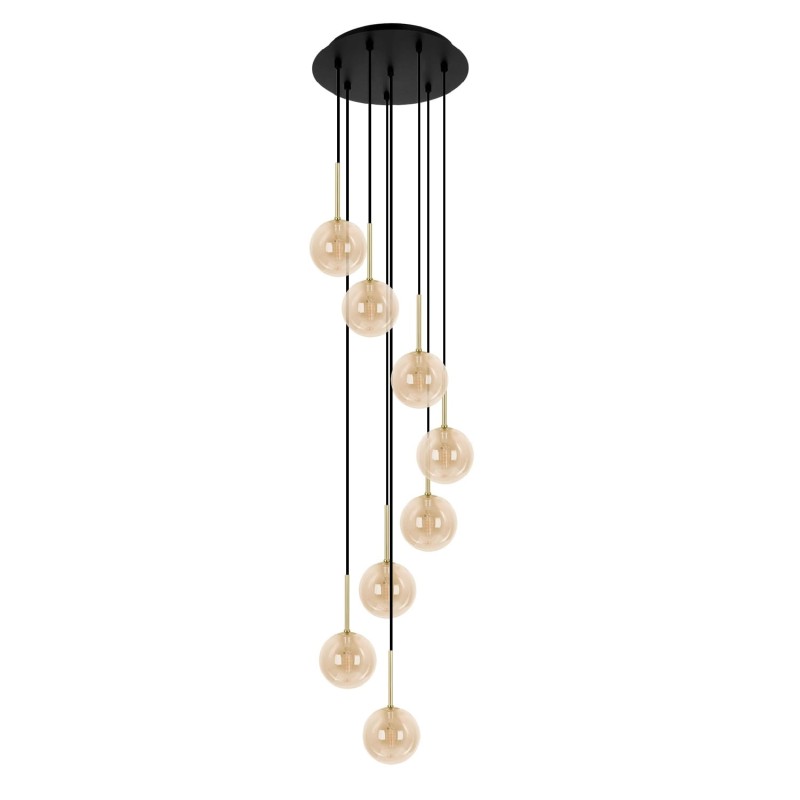 Lampa wiszaca spiralna - Galaxy 8, bursztynowe klosze, do nowoczesnych wnętrz.jpg
